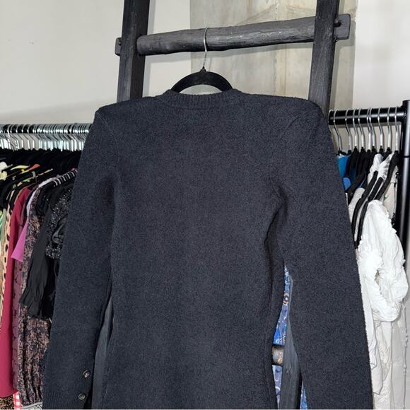 New WARDROBE.NYC Black Knit Cardigan Mini Dress with Shoulder Pads - Picture 16 of 17